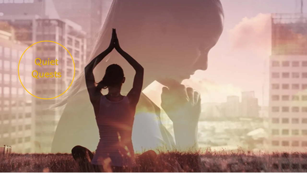 a woman practicing yoga with a image of the woman in deep thought